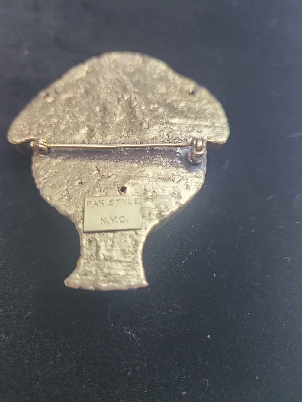 Brass Tribal Face Lapel Pin - Gold Tone